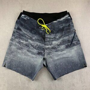 Lululemon Men Swim Trunks 36 Blue White Spotted El Current Board Shorts Lined 8"